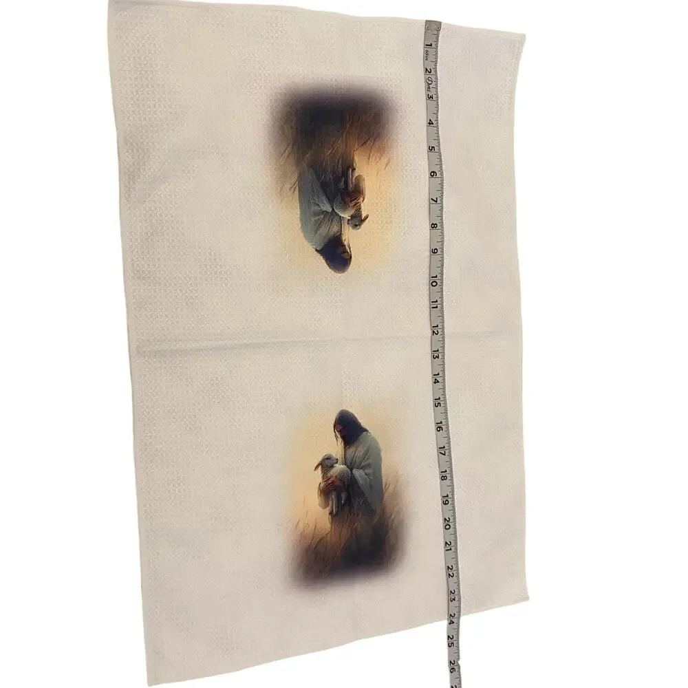 NWT Christian Faith Based Kitchen Towel / Jesus & Lamb Decorative Hand Towel